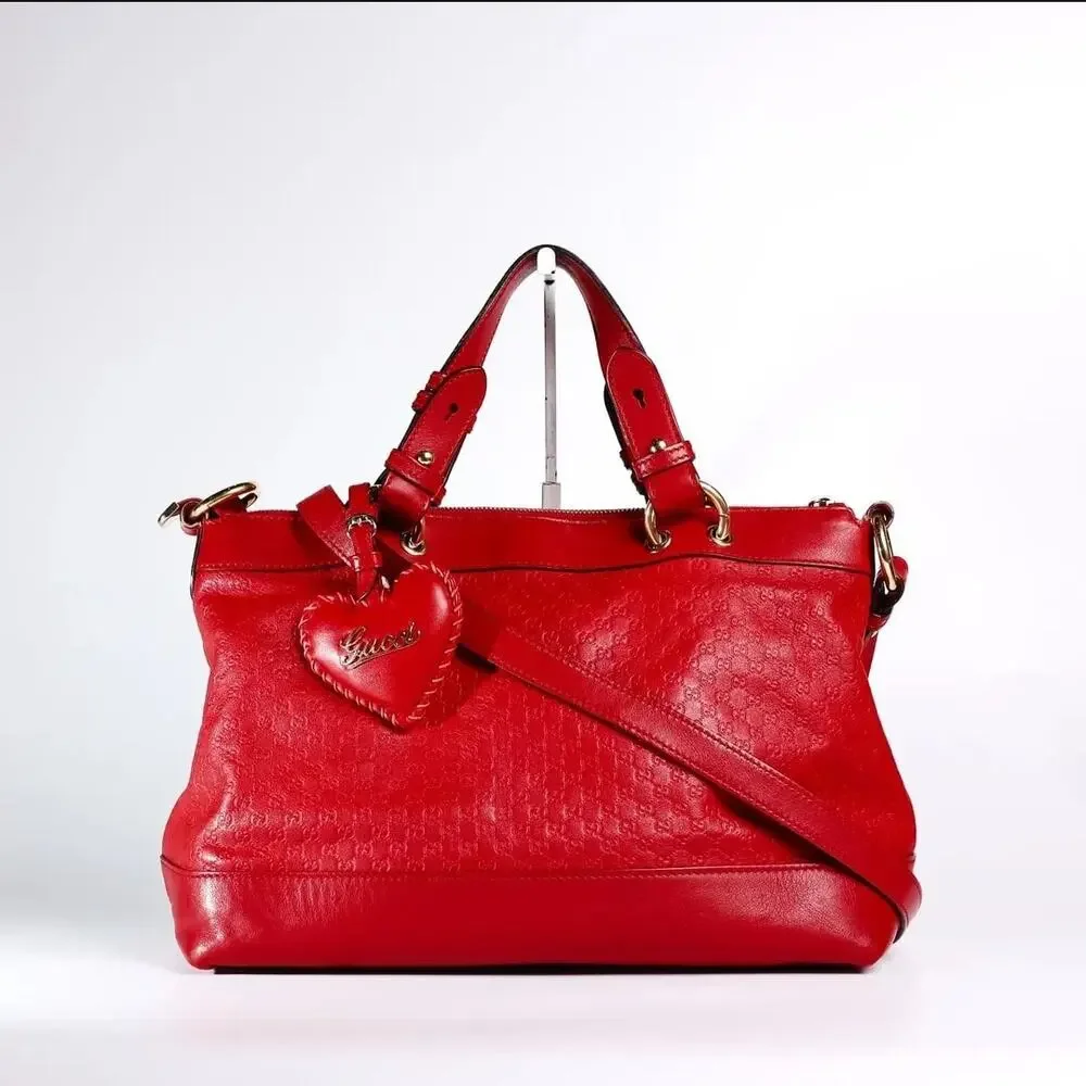 Gucci Micro Guccissima Tote/Shoulder Bag Red Valentine